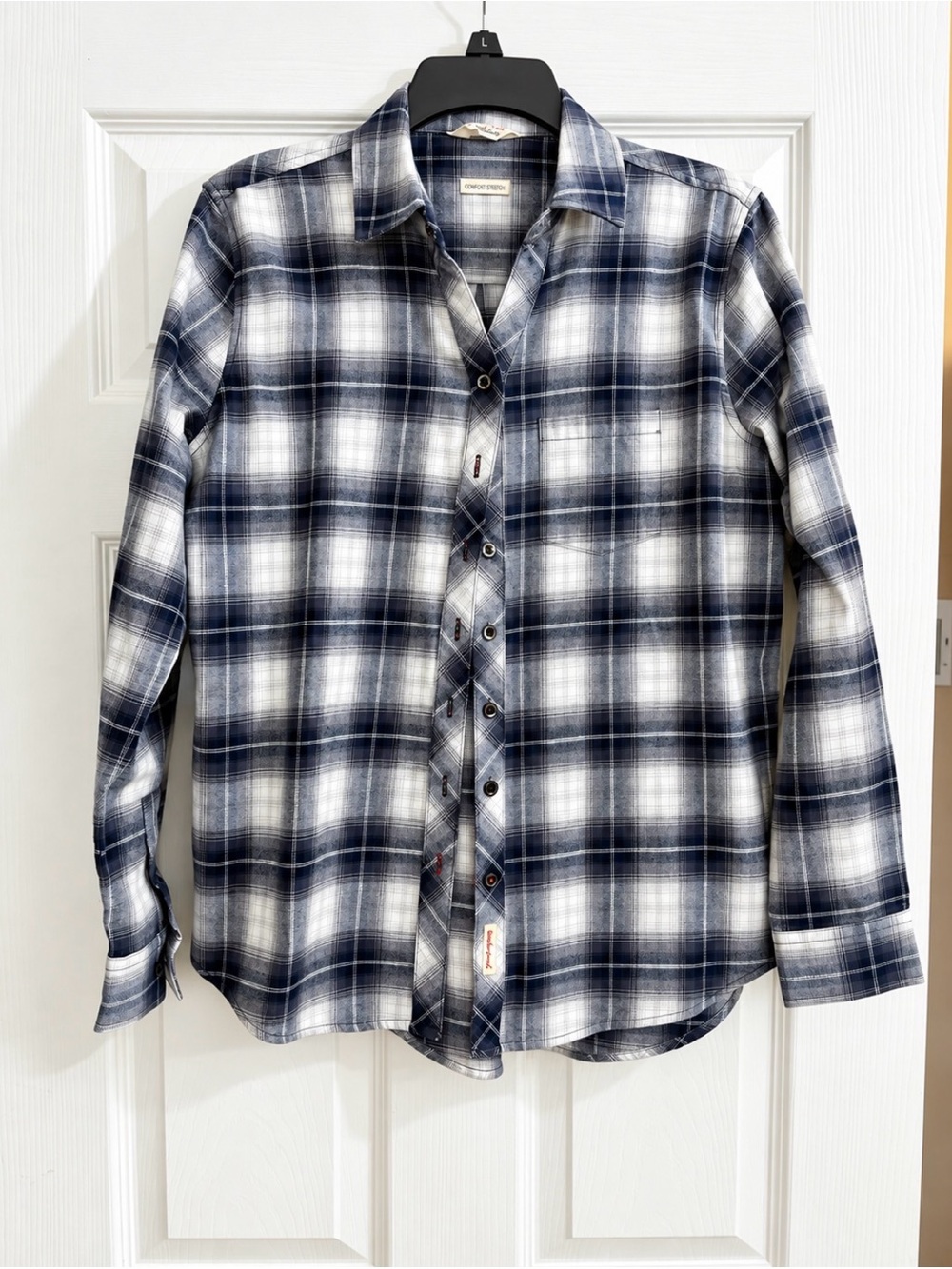 Weatherproof Blue and White Plaid Button-Down Shirt